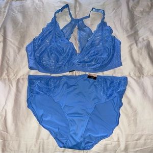 INC Macys Yacht Blue Lace Bralette + Panty Bundle 2X NWT